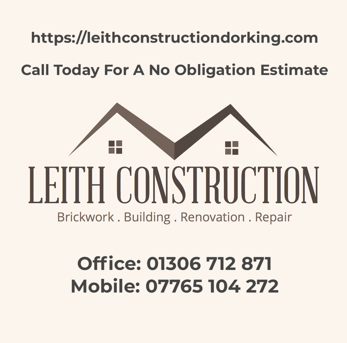 Leith Construction Contact and Location Information - Dorking Builder and Bricklayer - Builder Landscaper Leith Construction Dorking Horsahm Surrey West Sussex Geographical - Where we work - Areas Covered - Repair and Refurbishment Services - Builder and Bricklayer in Horsham